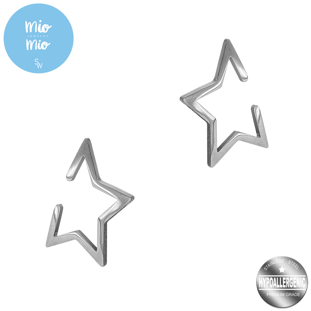 Mio Mio by Silverworks Open Star Cuff Earrings Fashion Accessory for Women X4521-23