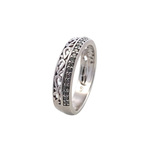 Damien Half Filigree 925 Sterling Silver Band Ring SilverWorks