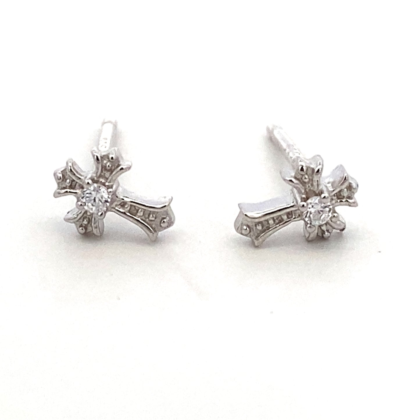 S792 RHOD SET OF SMALL BIG ASTERISK CROSS W CZ STONE IN PRONG