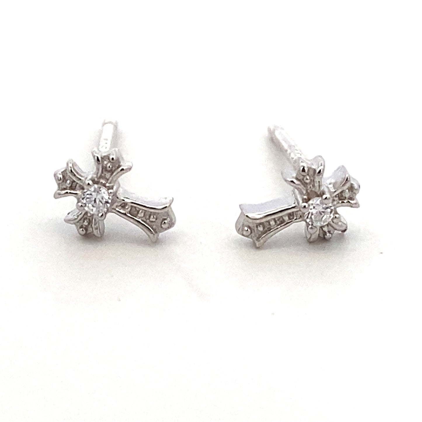 S792 RHOD SET OF SMALL BIG ASTERISK CROSS W CZ STONE IN PRONG