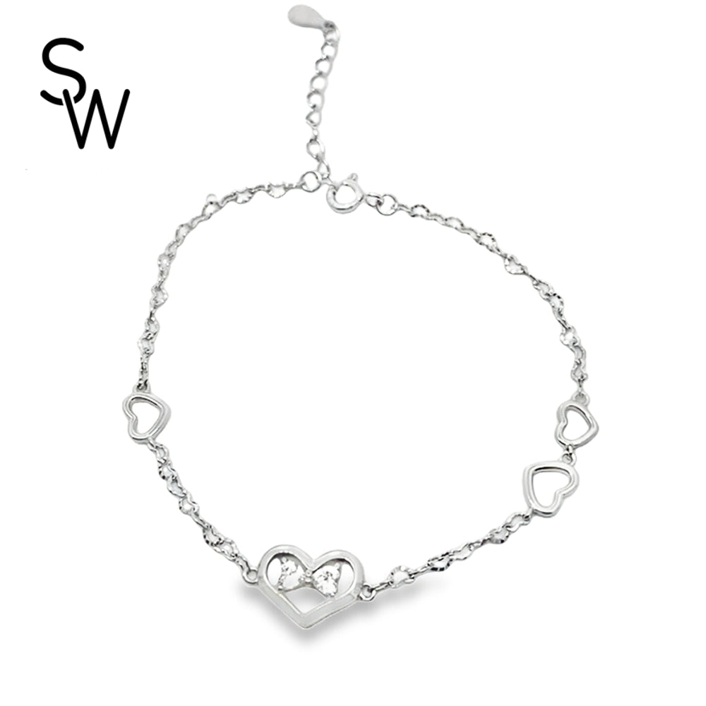 SilverWorks Lilith Oval, Square & Round Charm 925 Sterling Silver Brac