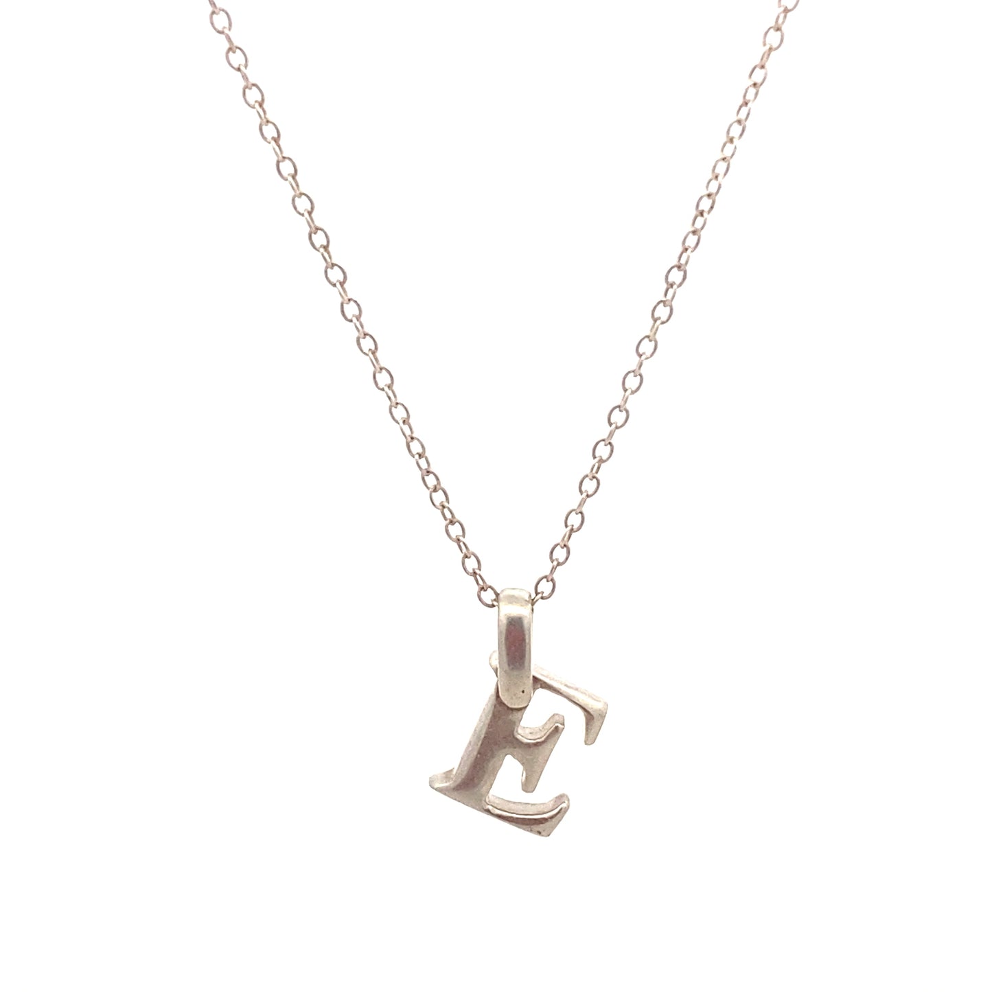 Letter E 925 Sterling Silver Personalized Initial Letter Pendant | SilverWorks