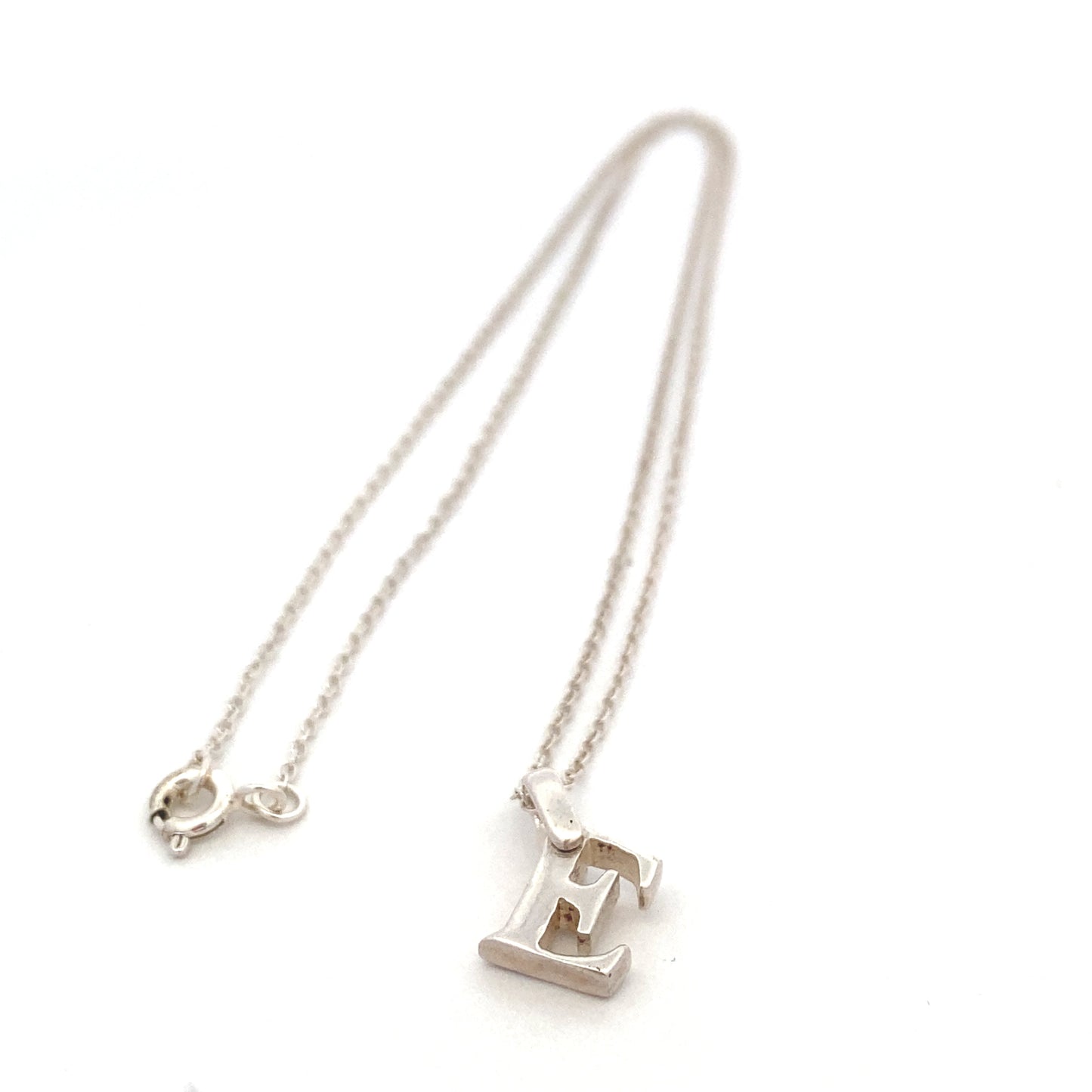 Letter E 925 Sterling Silver Personalized Initial Letter Pendant | SilverWorks