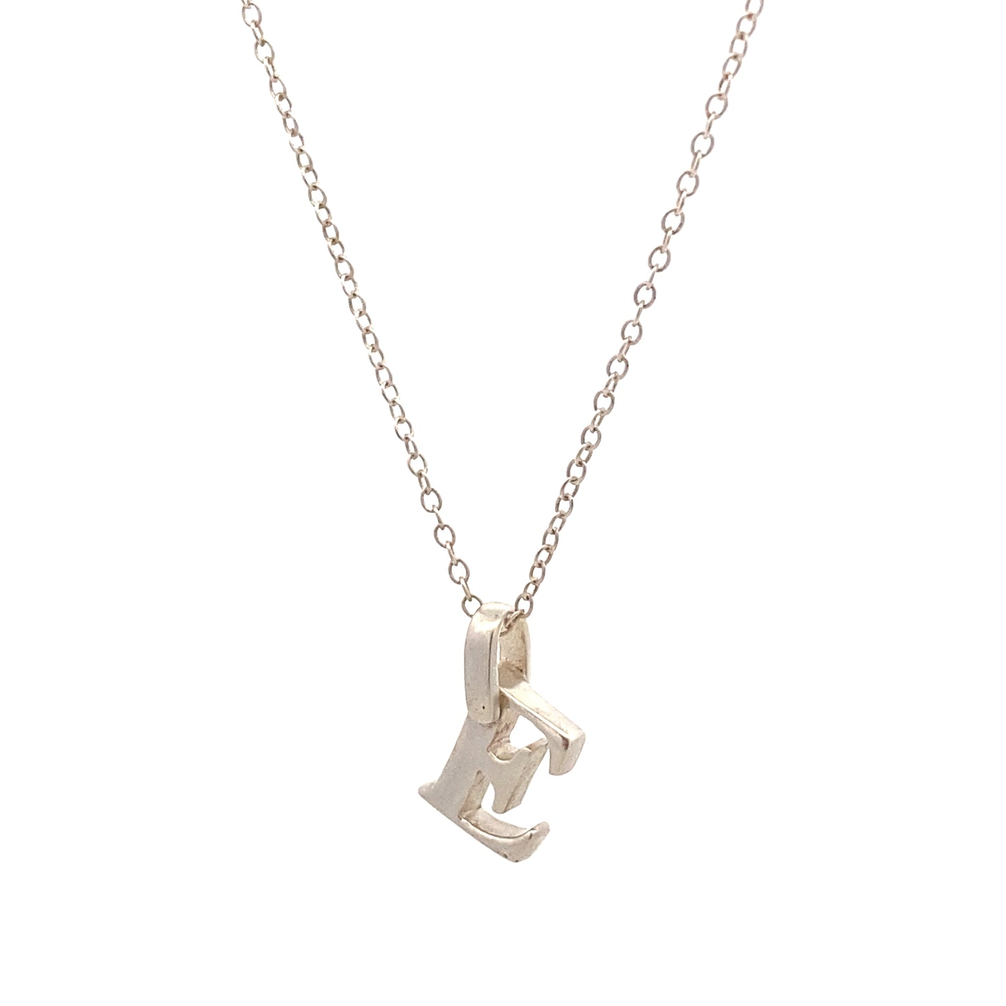 Letter E 925 Sterling Silver Personalized Initial Letter Pendant | SilverWorks