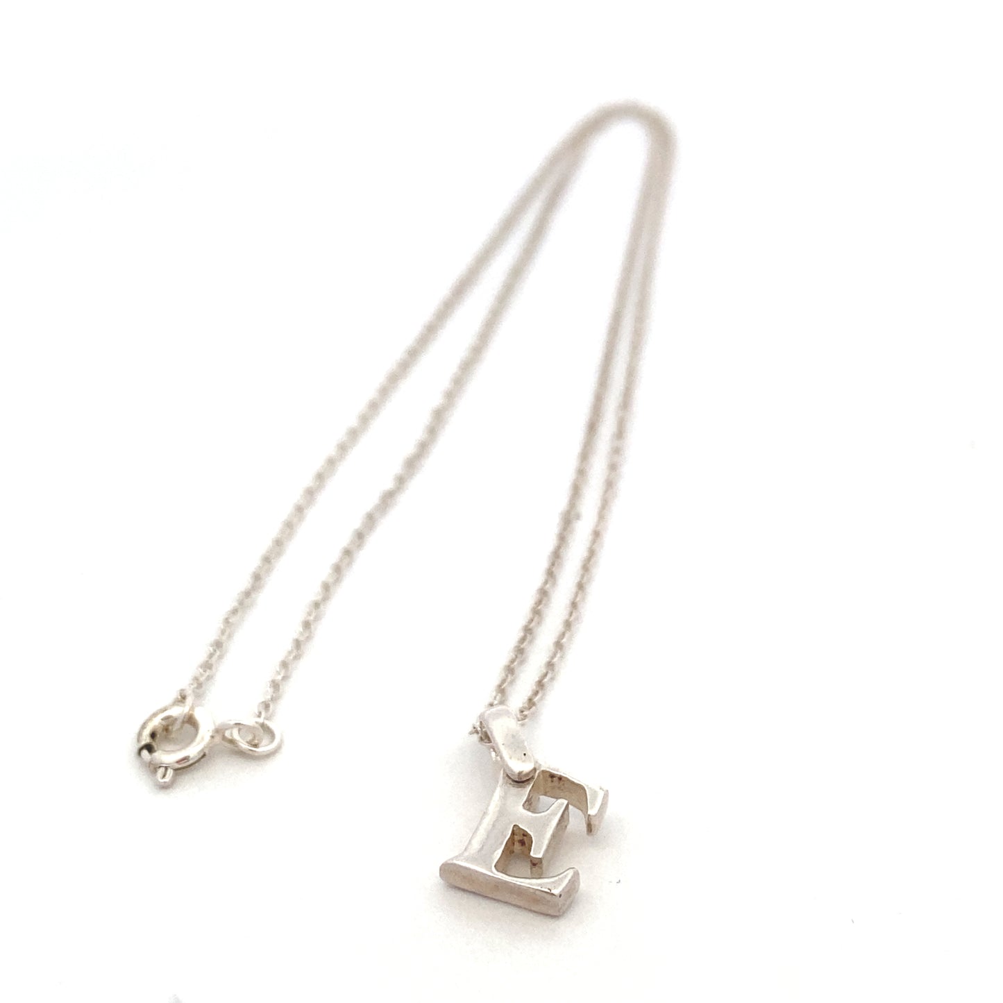Letter E 925 Sterling Silver Personalized Initial Letter Pendant | SilverWorks