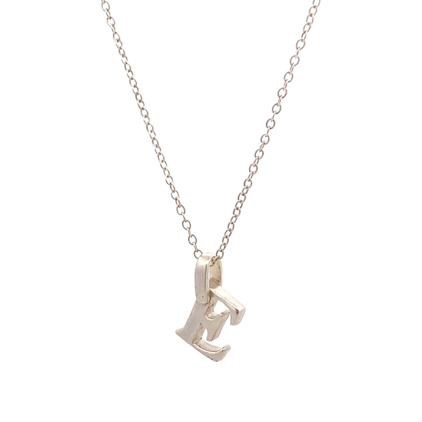 Letter E 925 Sterling Silver Personalized Initial Letter Pendant | SilverWorks