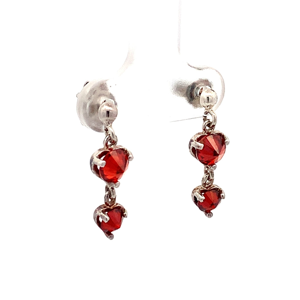 E6076 DNGLNG STUD EARRINGS WITH 2 MULTICOLOR CZ