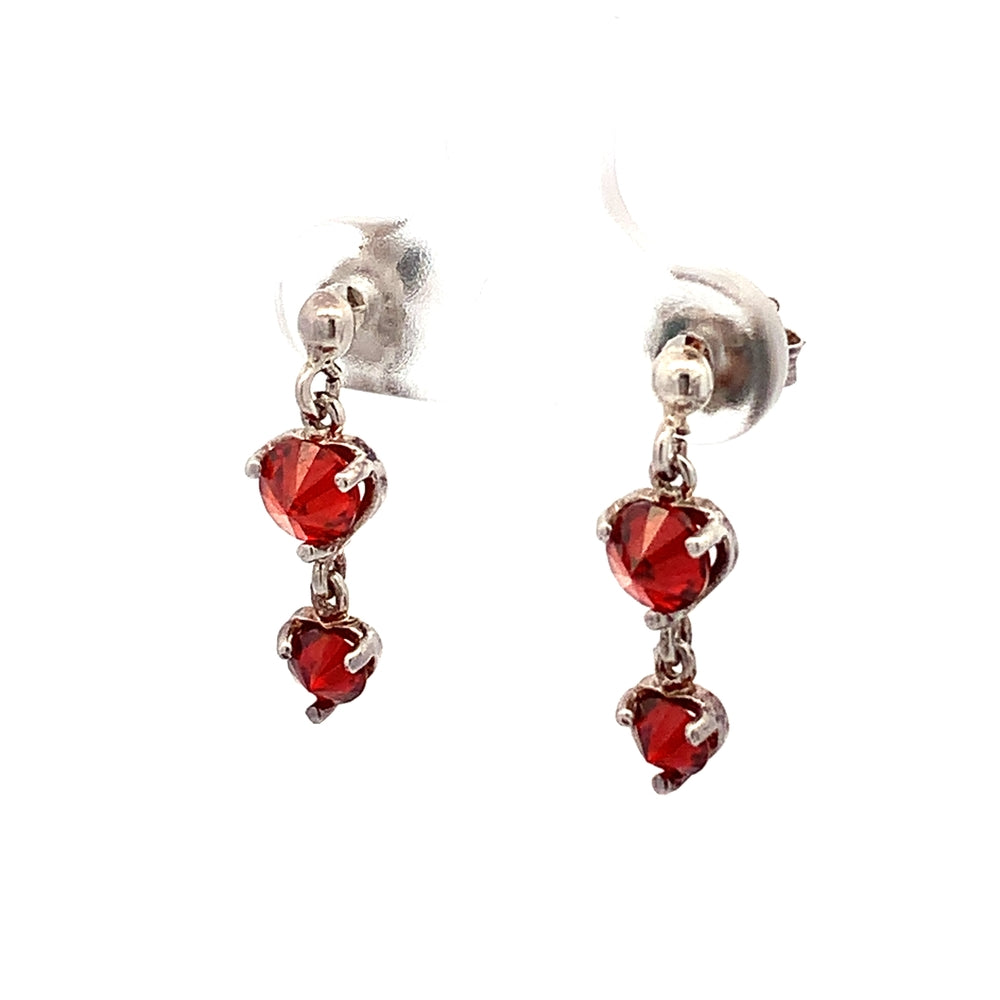 E6076 DNGLNG STUD EARRINGS WITH 2 MULTICOLOR CZ