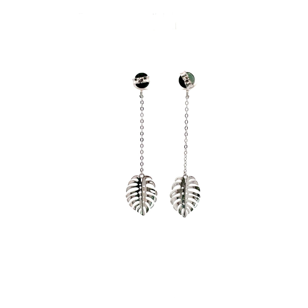Melanie Monstera Leaf 925 Sterling Silver Drop Earrings SilverWorks