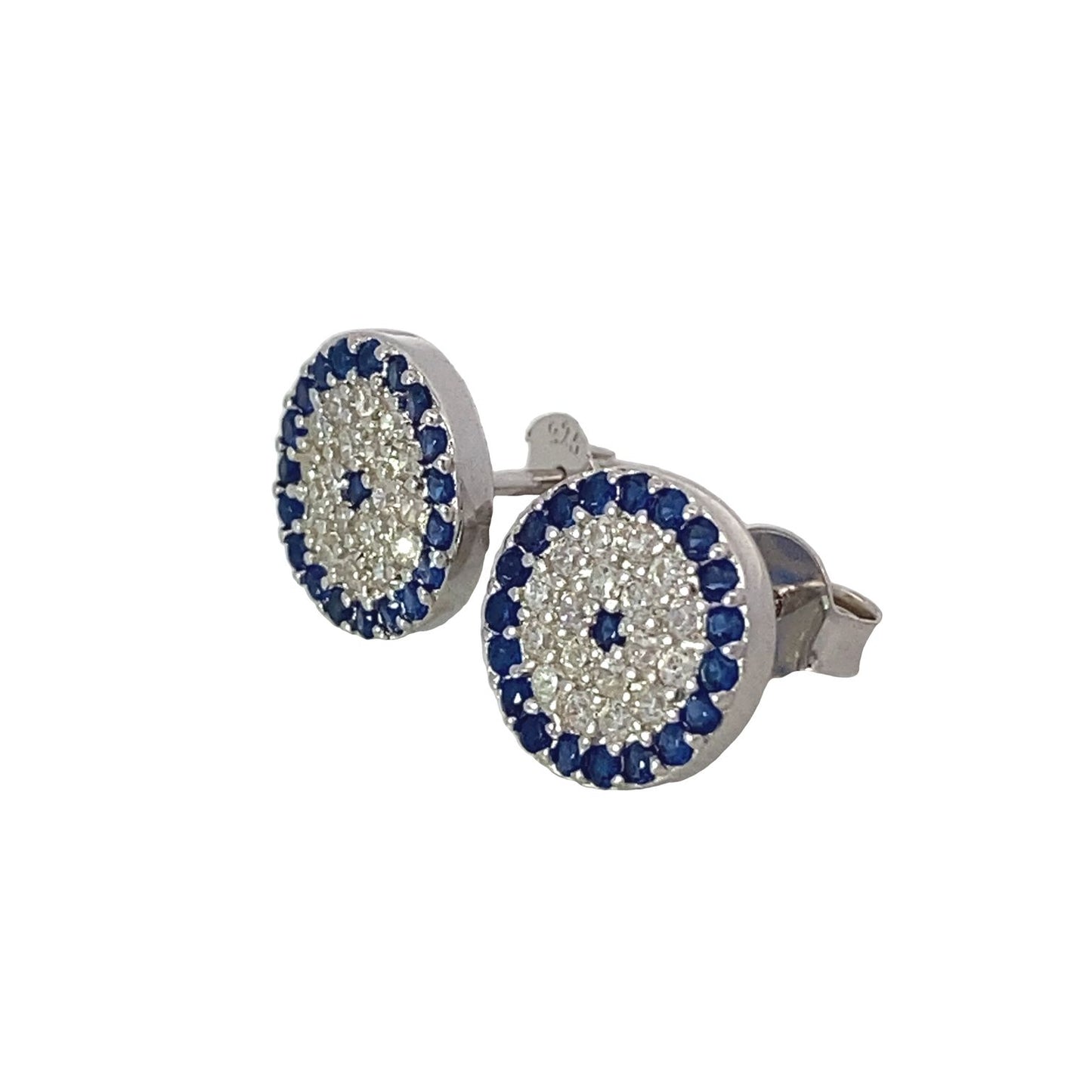 E7819 RND SHPED EYE IN SPPHRE N WHT CZ RHOD STUD 2.27G