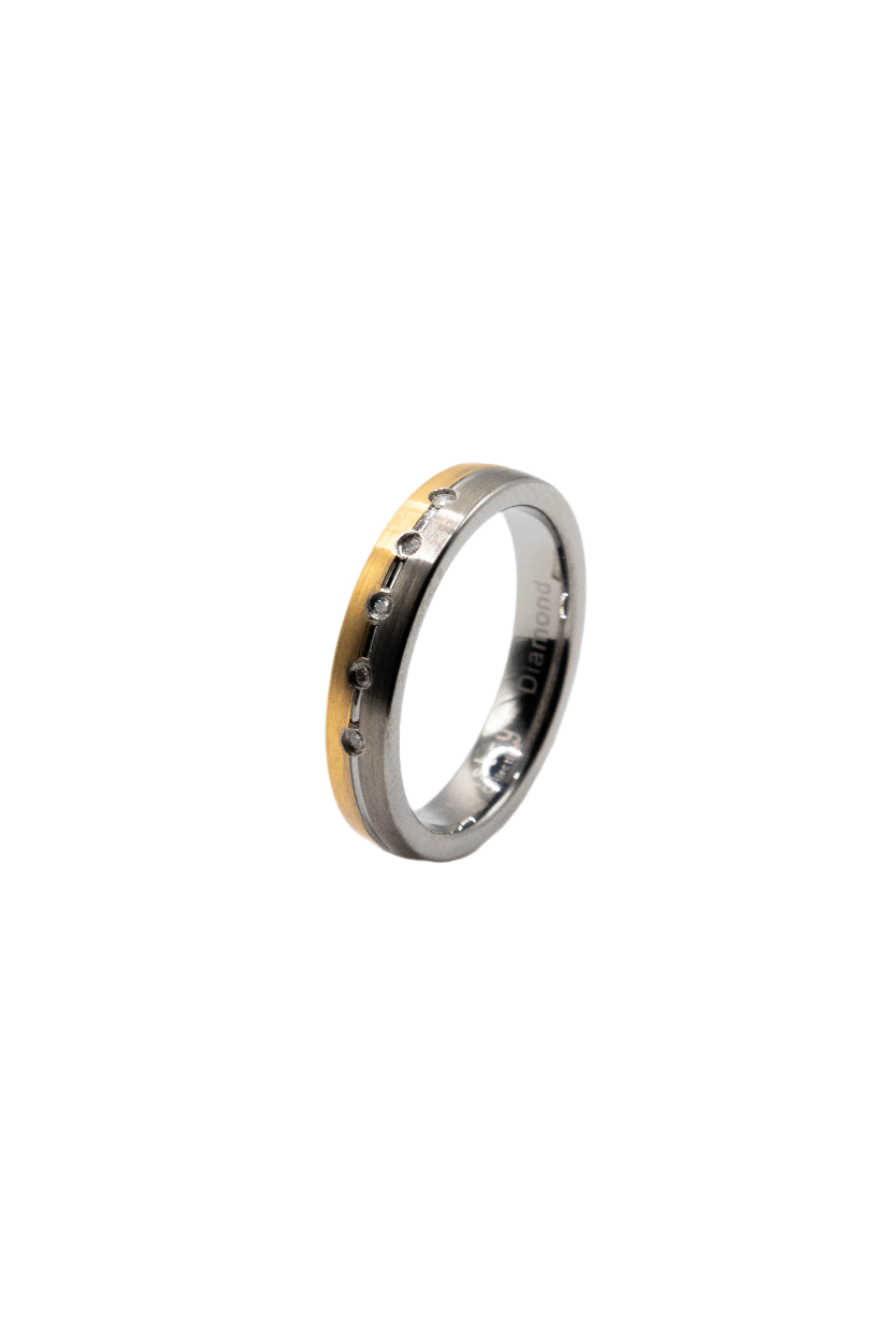 Marlowe Two Tone Diamond Accent Tungsten Wedding Ring SilverWorks