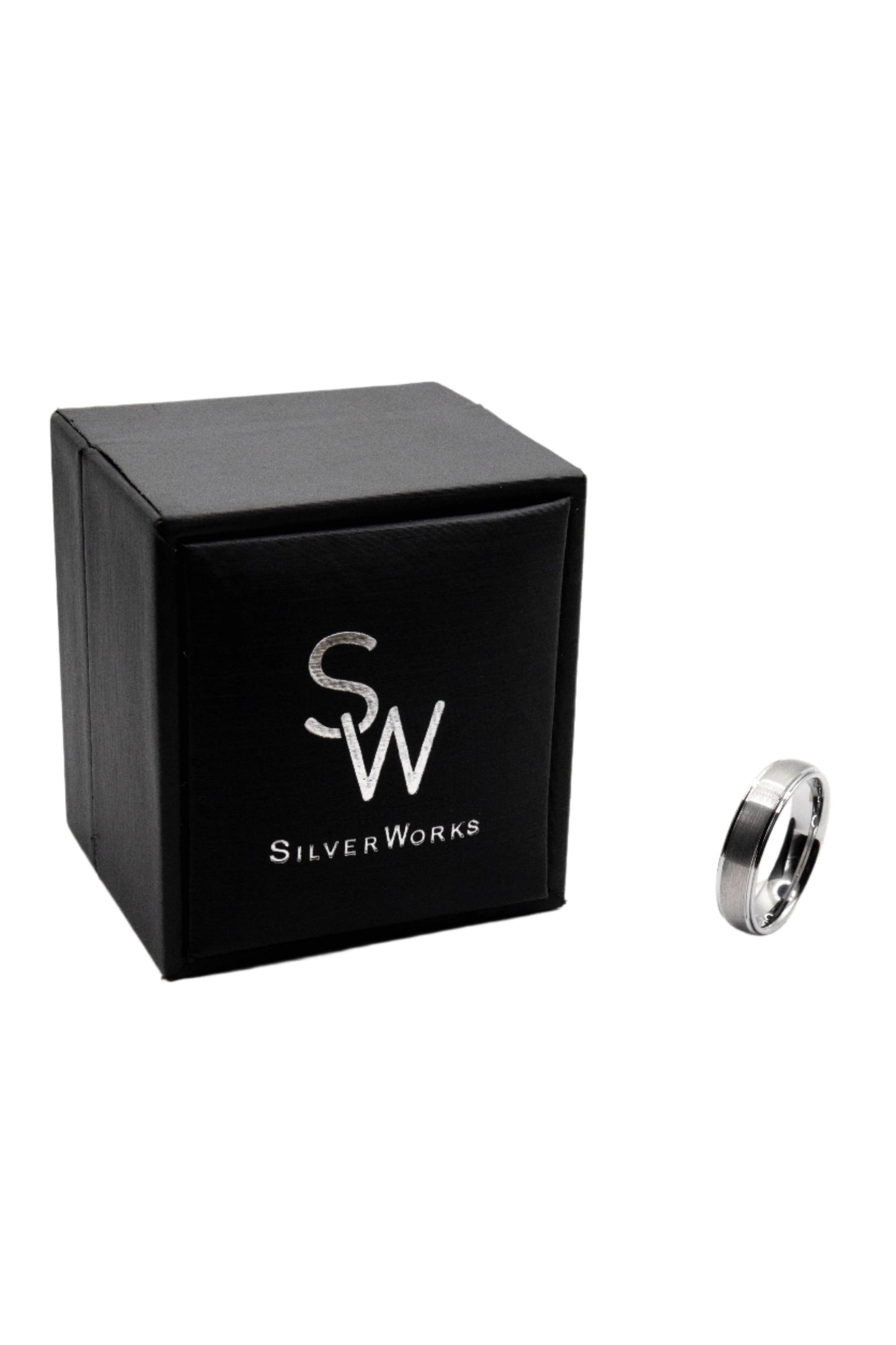 Sloan Matte Tungsten Wedding Band Ring | SilverWorks
