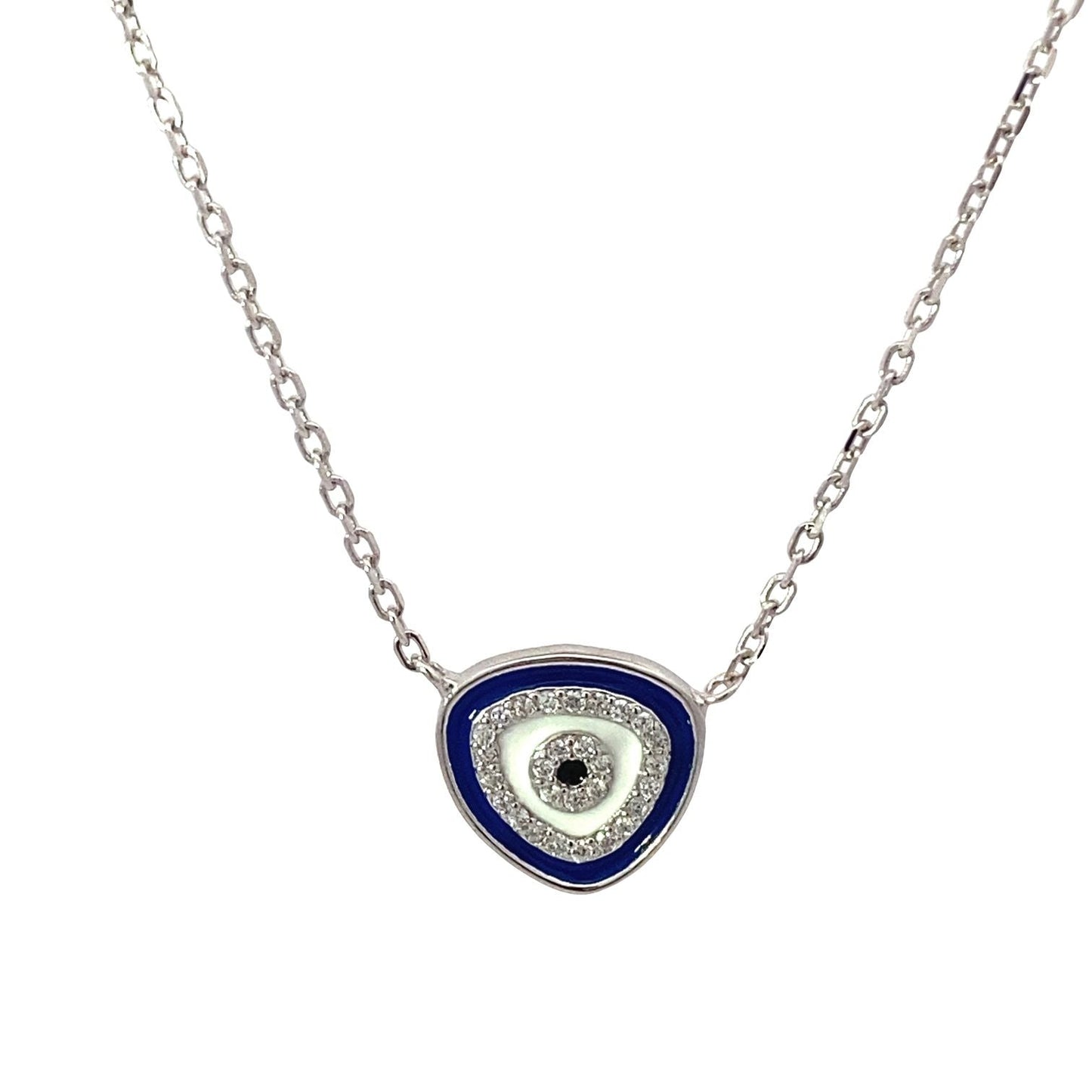 N5110 16IN+1IN RHOD SN WTH WHT CZ N DRKBLUE ENML EVILEYE 3.06G