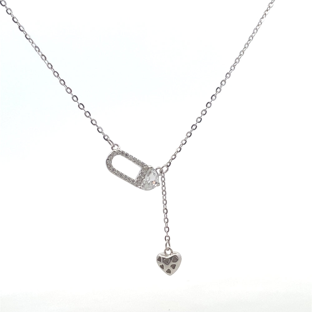 N5254 SN 16IN+2IN CHAIN MID OPEN OVAL SDETOP CZ 1IN DANGLING HRT 1.8G