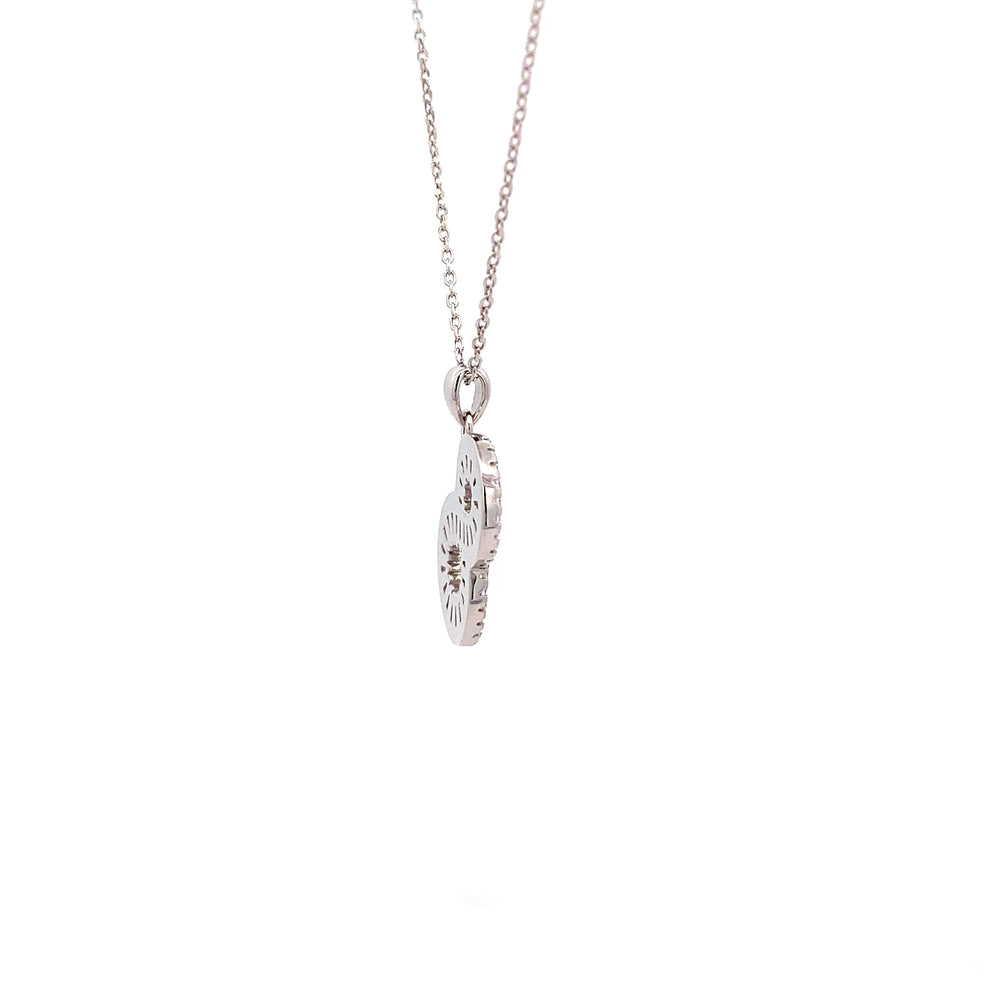 N5256 SILVER 16IN+1.5IN CHAIN NUMBER 8 SHPD FULL CZ PEDANT 3.03G