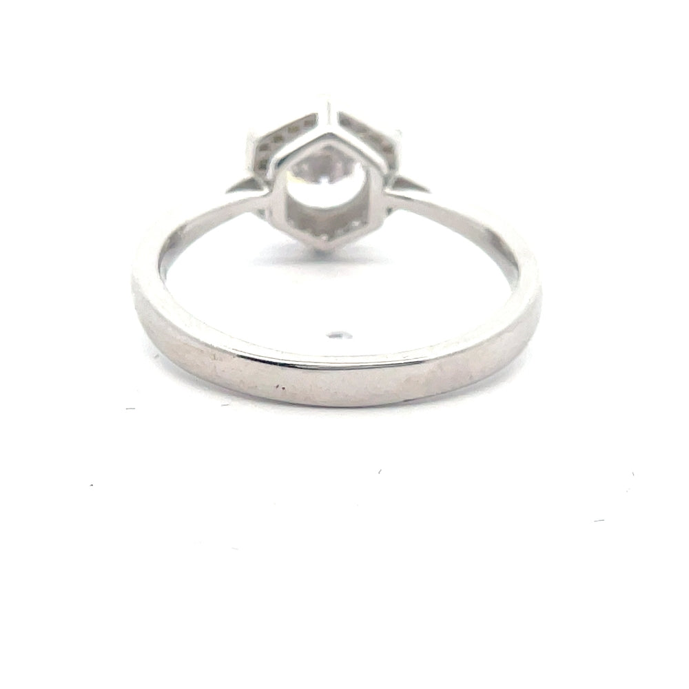 Izel Brilliant Cut with Hexagon Halo 925 Sterling Silver Engagement Ring