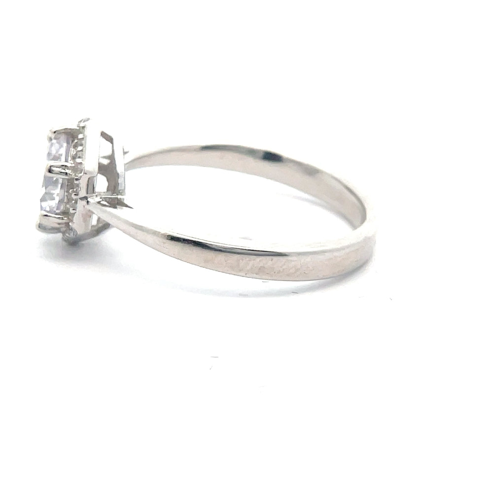 Izel Brilliant Cut with Hexagon Halo 925 Sterling Silver Engagement Ring