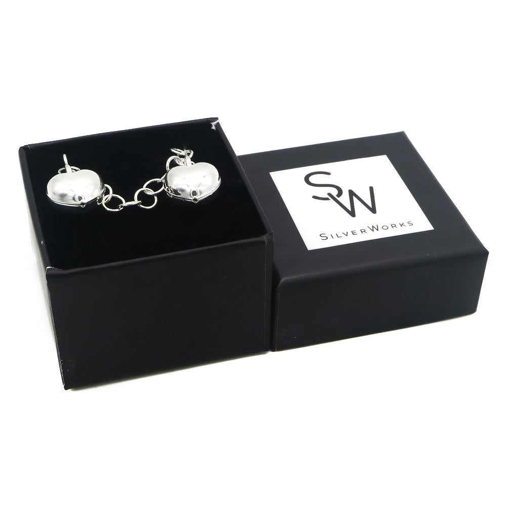 Silverworks B5155 Rolo Chain Bracelet with 4 Puff Heart SilverWorks