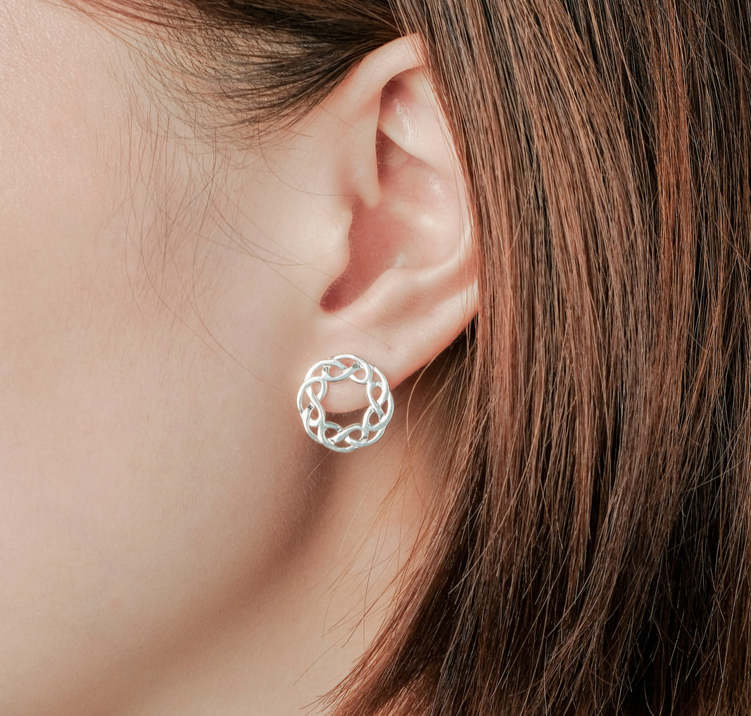 Silverworks Eternity Inspired Round Silver Stud Earrings For Women
