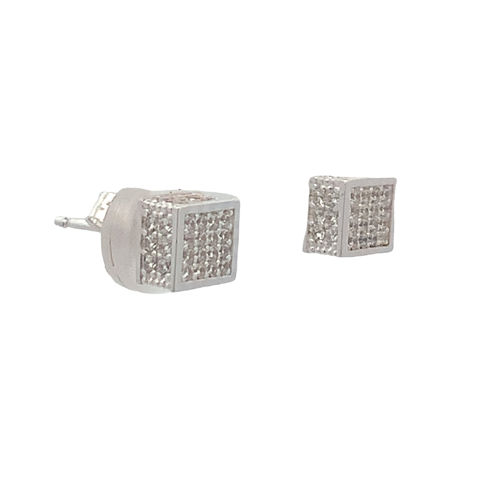 Mellow Silver Pave Stud Earrings