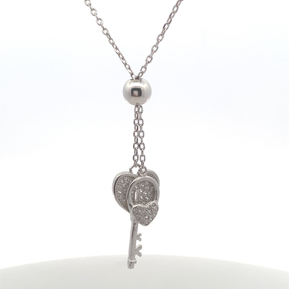 Emma Heart Lock Key 925 Sterling Silver Pendant Necklace