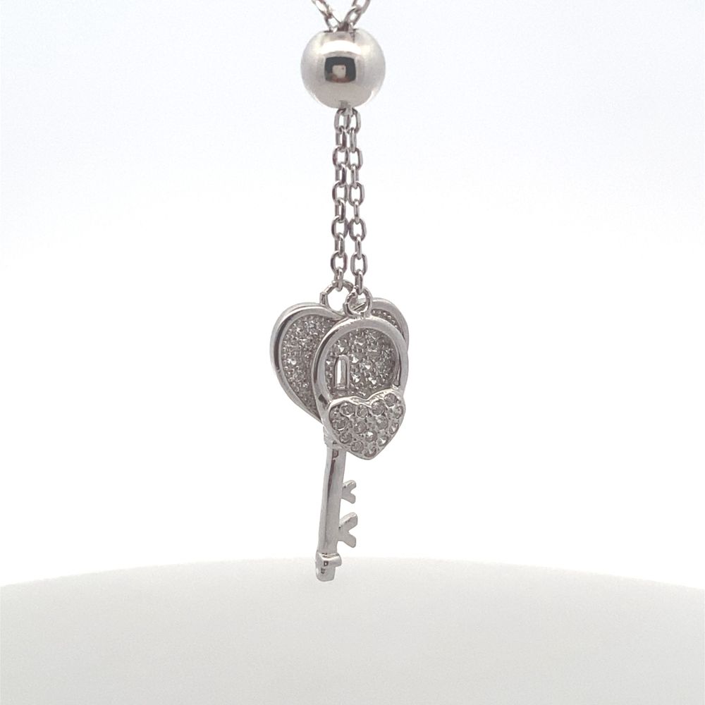 Emma Heart Lock Key 925 Sterling Silver Pendant Necklace