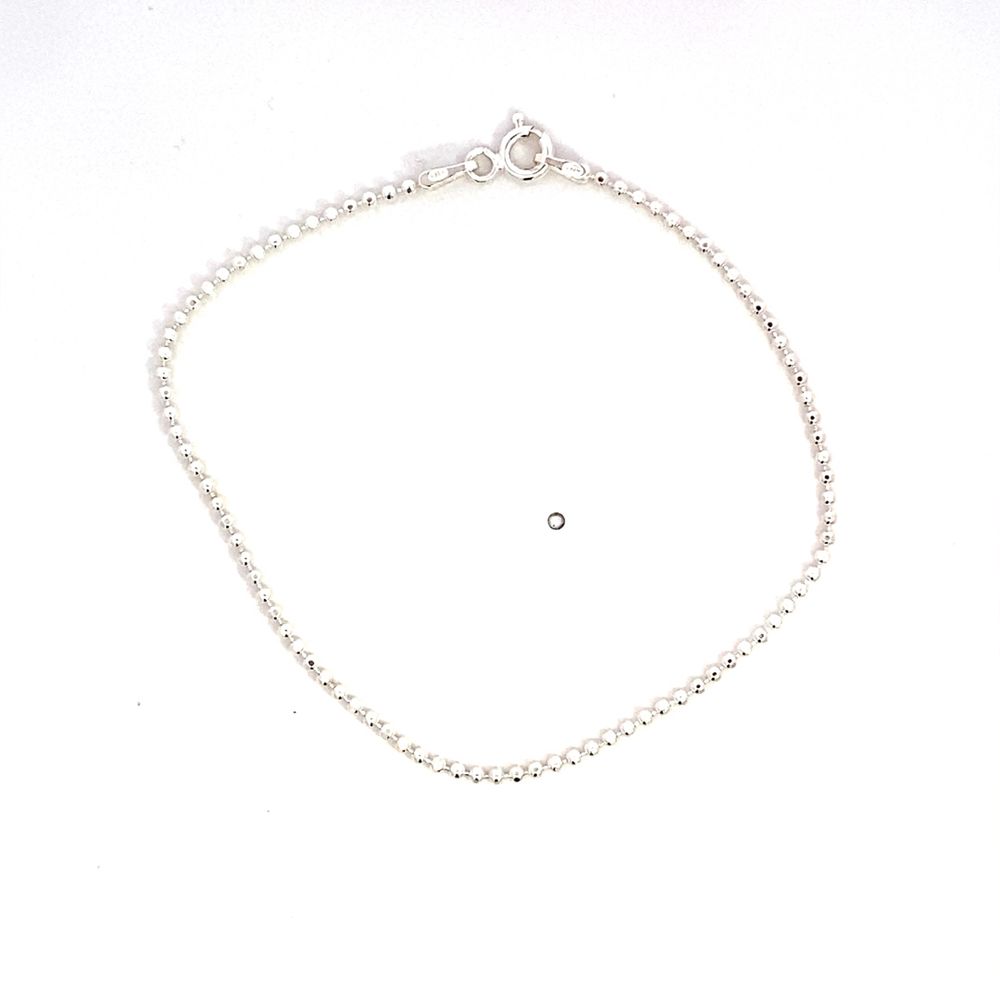 Silverworks 925 Sterling Silver Diamond Cut Ball Beads Bracelet Unisex B4971