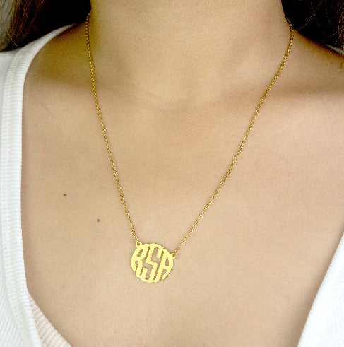 Modest Serif Round Letters Personalized Name Necklace SilverWorks