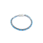 Bangle with Blue and White Beads Silver Bracelet For Women