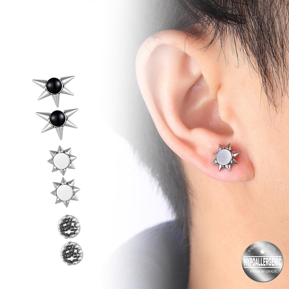 Set of 3 Spike Stainless Steel Hypoallergenic Stud Earrings Philippines | Silverworks