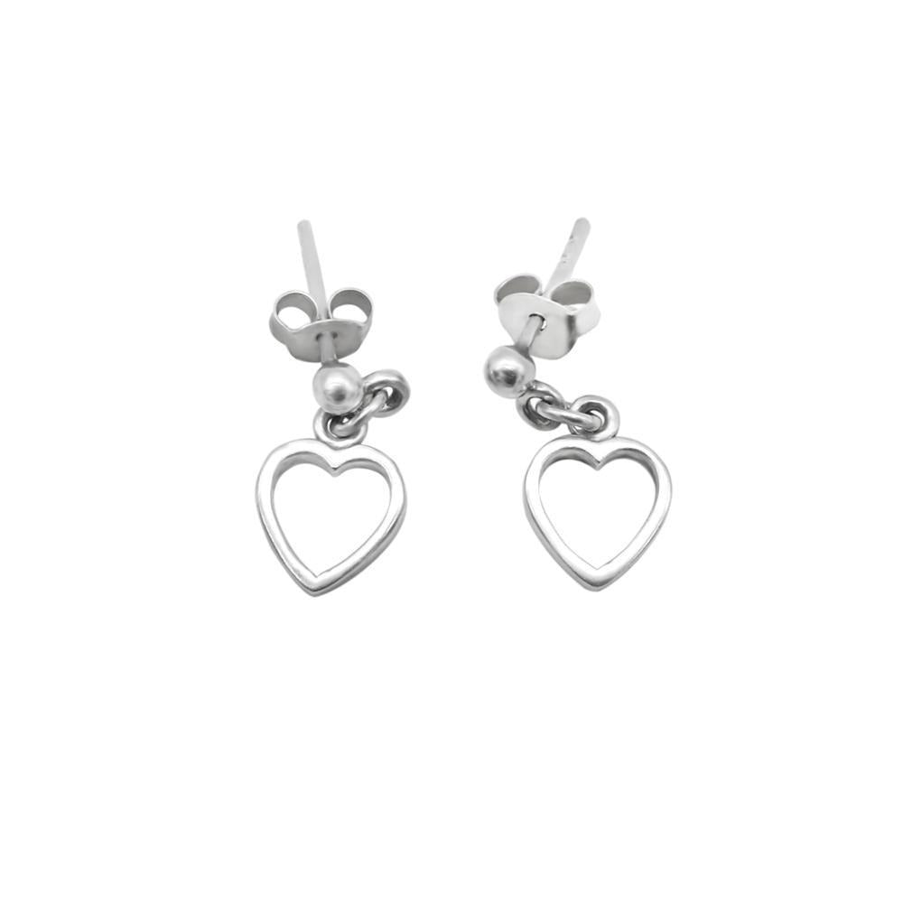 Dangling Open Heart 925 Sterling Silver Stud Earrings Philippines | Silverworks
