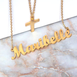 Double Chain With Cross Name Necklaces PC11-X / PC11