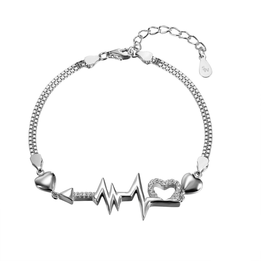 Courtney Arrow, Pulse and Heart with Cubic Zirconia 925 Sterling Silver Charm Bracelet Philippines | Silverworks