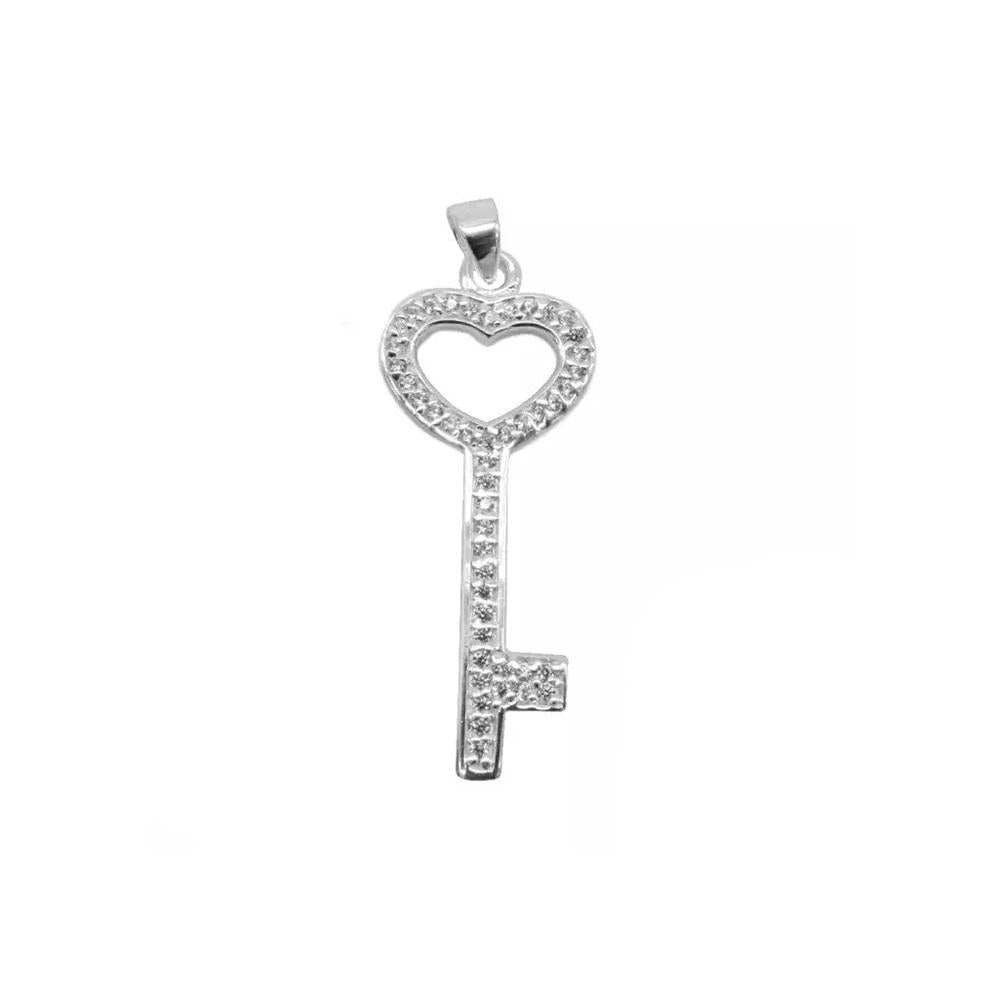 Annabelle Heart Key Silver Pendant For Women - Main Image