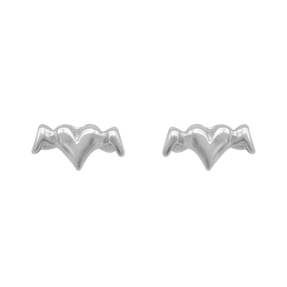 Maddox Heart Angel Silver Stud Earrings