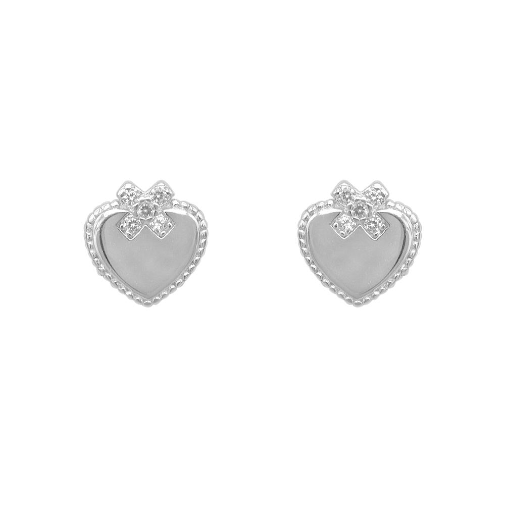 Malka Heart with Ribbon Silver Stud Earrings