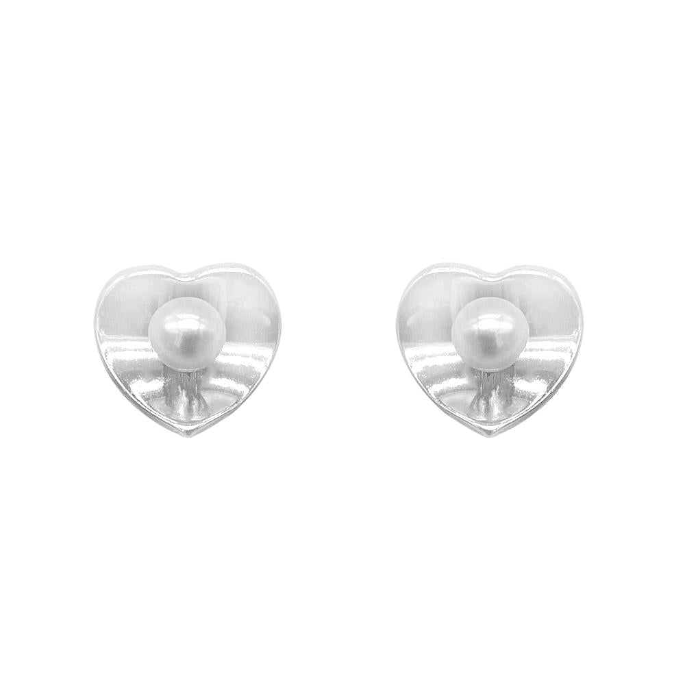 Silverworks 925 Sterling Silver McKayla Two Way Pearl and Heart Earrings For Women E7461