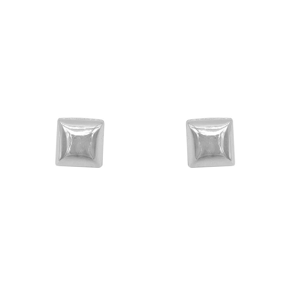 Nefertiti Polished Square Silver Stud Earrings