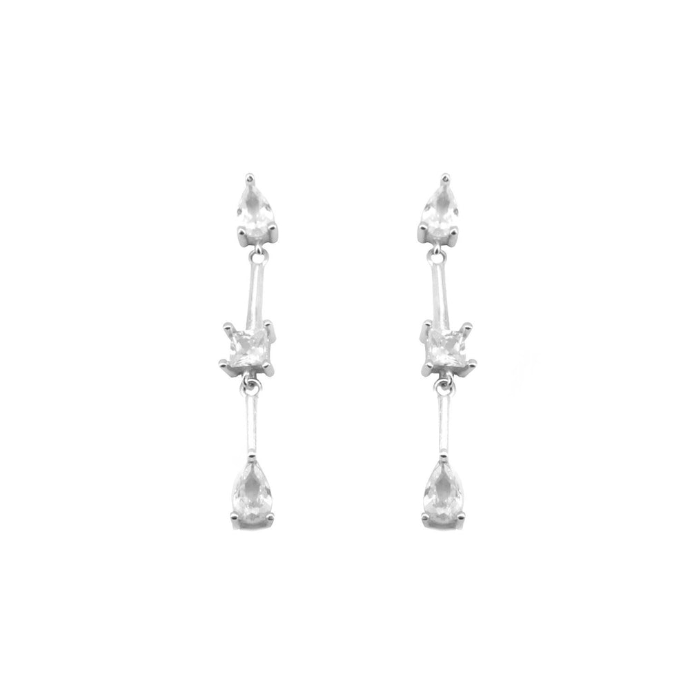 Teardrop and 4 Prong Cubic Zirconia Drop 925 Sterling Silver Earrings Philippines | Silverworks