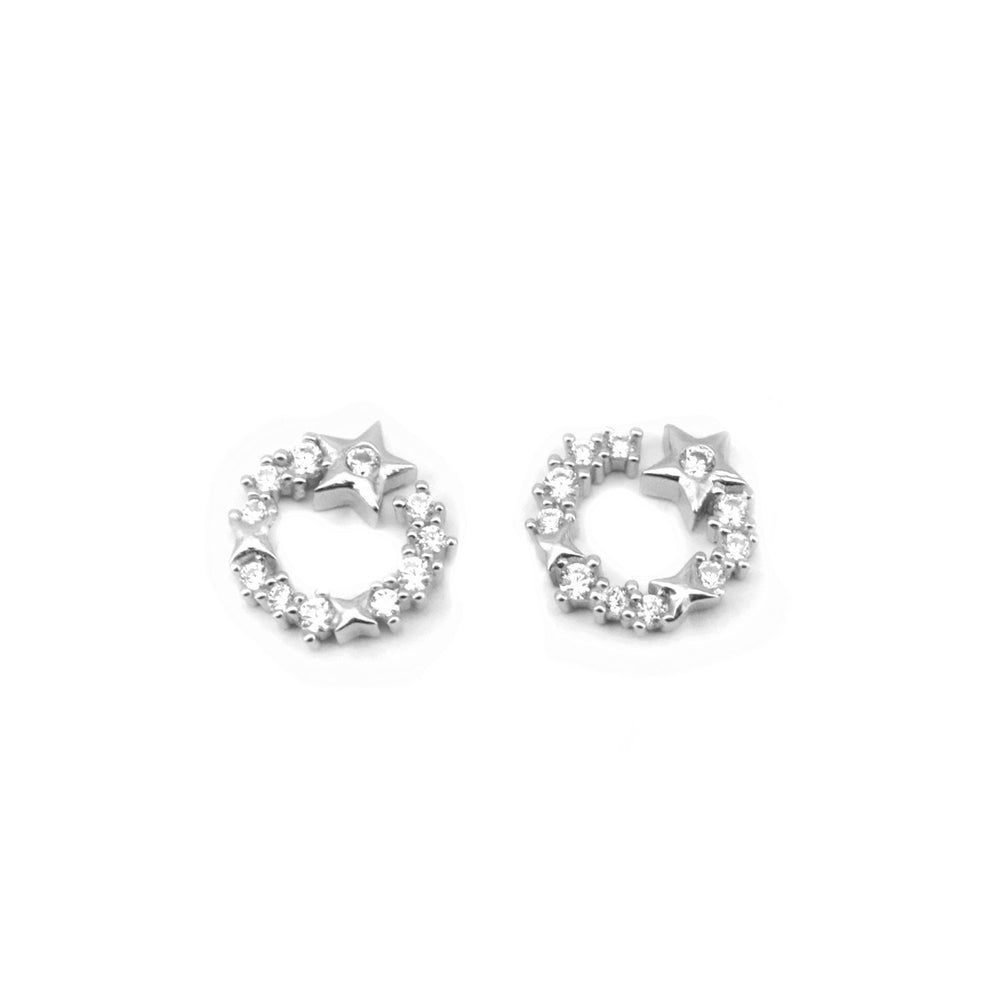 Sparkling Circle Stud 925 Sterling Silver Earrings Philippines | Silverworks