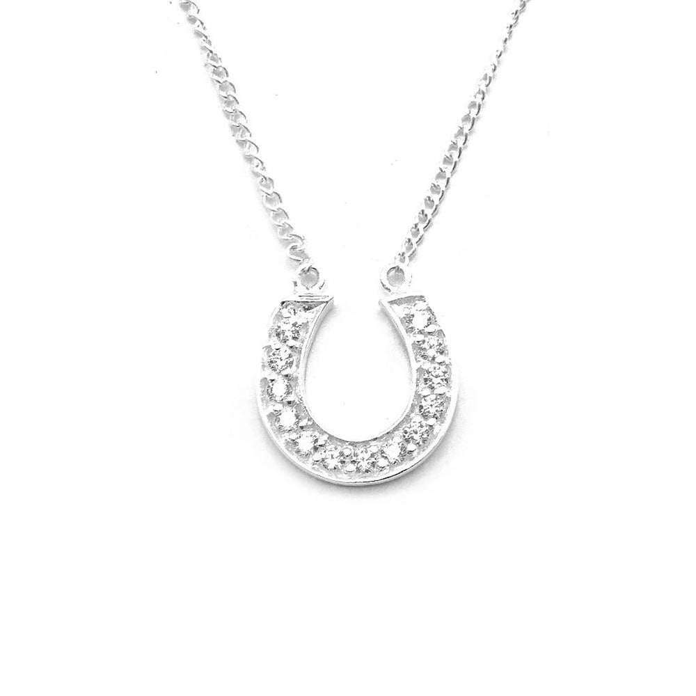 Hilaire Horseshoe with Zirconia Stones and Curb Chain 925 Sterling Silver Necklace Philippines | Silverworks