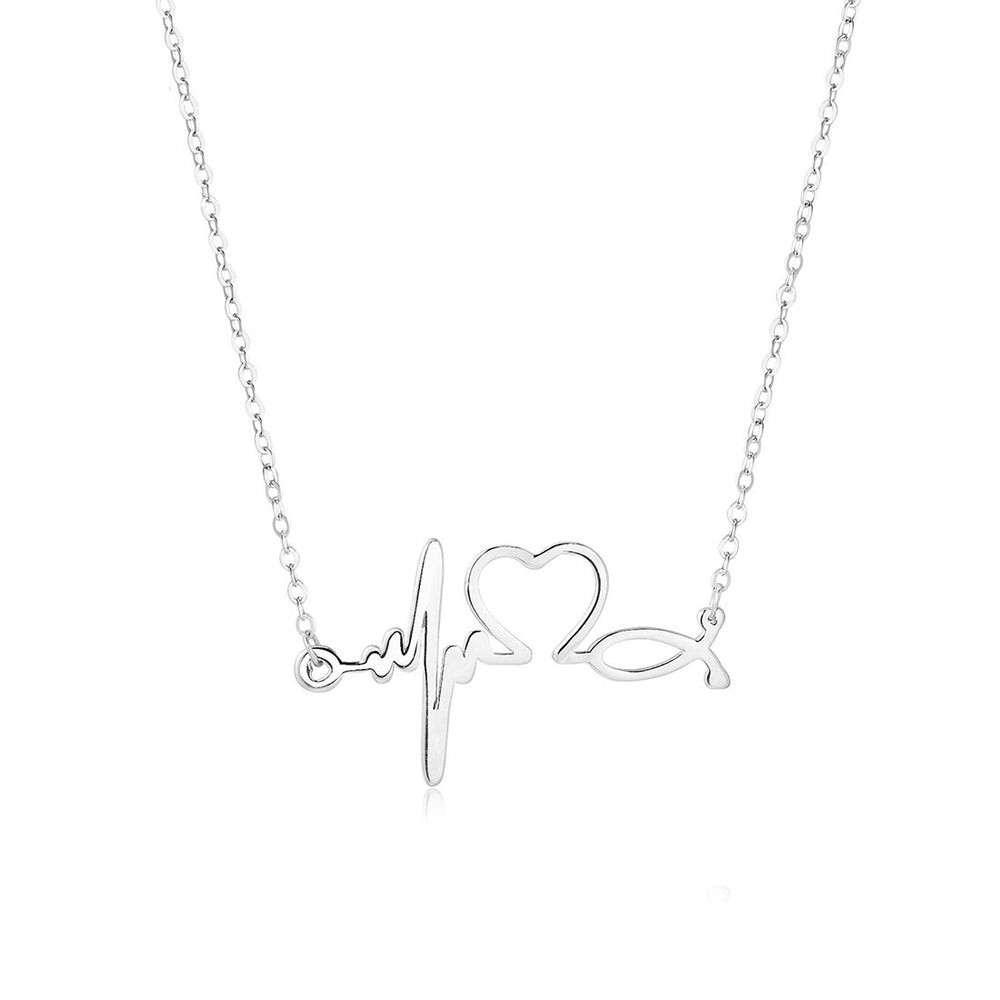 Hestia Pulse,  Heart and Fish with Rolo Chain 925 Sterling Silver Necklace Philippines | Silverworks