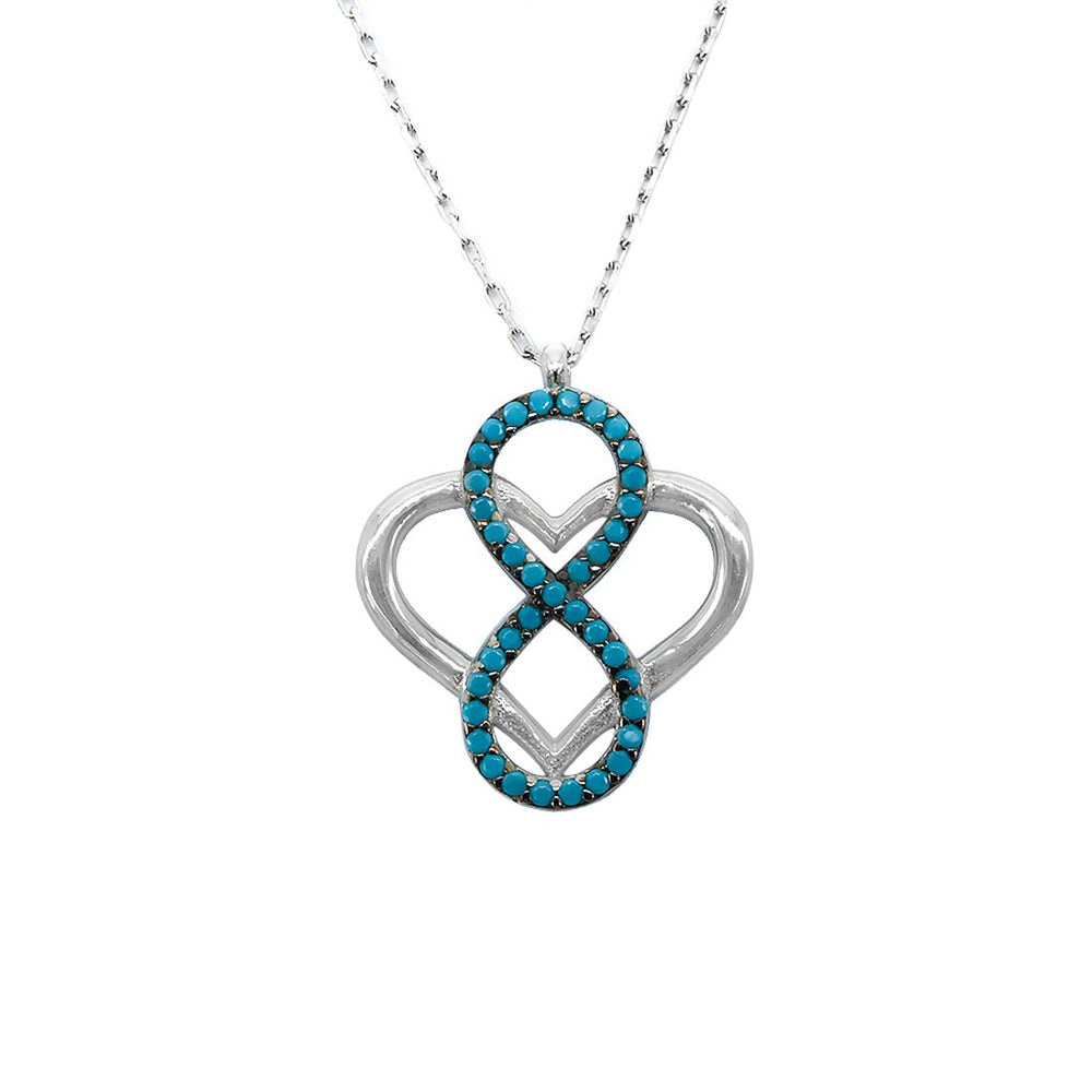 Hania Open Heart with Infinity Turquoise 925 Sterling Silver Necklace Philippines | Silverworks