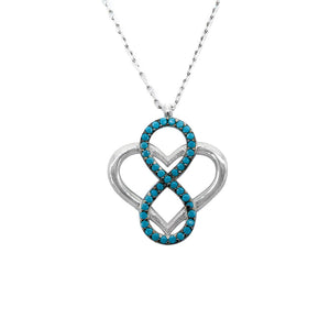 Hania Open Heart with Infinity Turquoise 925 Sterling Silver Necklace Philippines | Silverworks