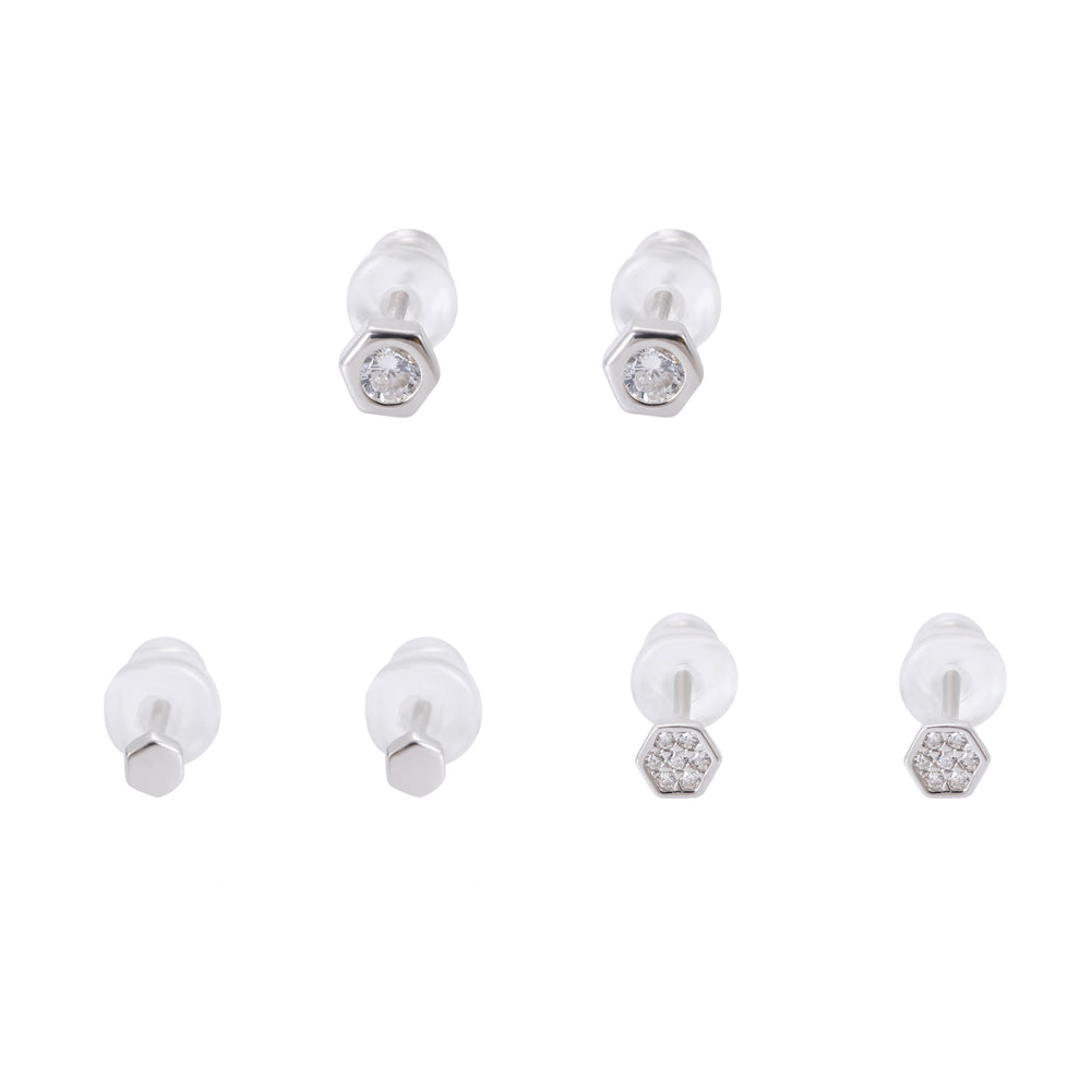 Speranza Hexagon Microstud Set 925 Sterling Silver Earrings Philippines | Silverworks