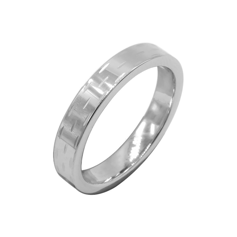 Chiseled Design Silver Tungsten Ring | Silverworks