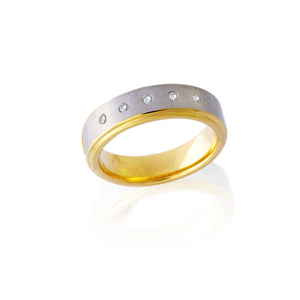 Interior Exterior Two-Tone with Diamonds in Five Rows Tungsten Ring | Silverworks 