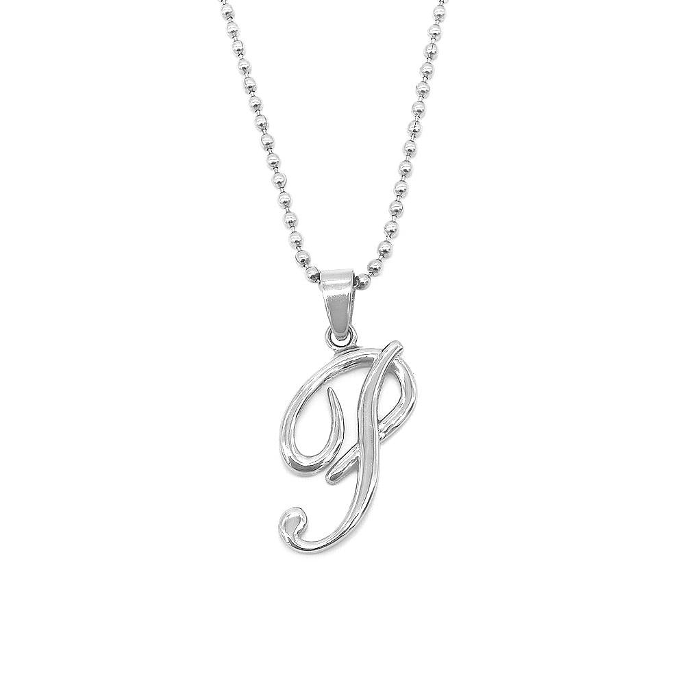 Letter Pendant in 24 Balls Chain Stainless Steel Hypoallergenic Necklace Philippines | Silverworks