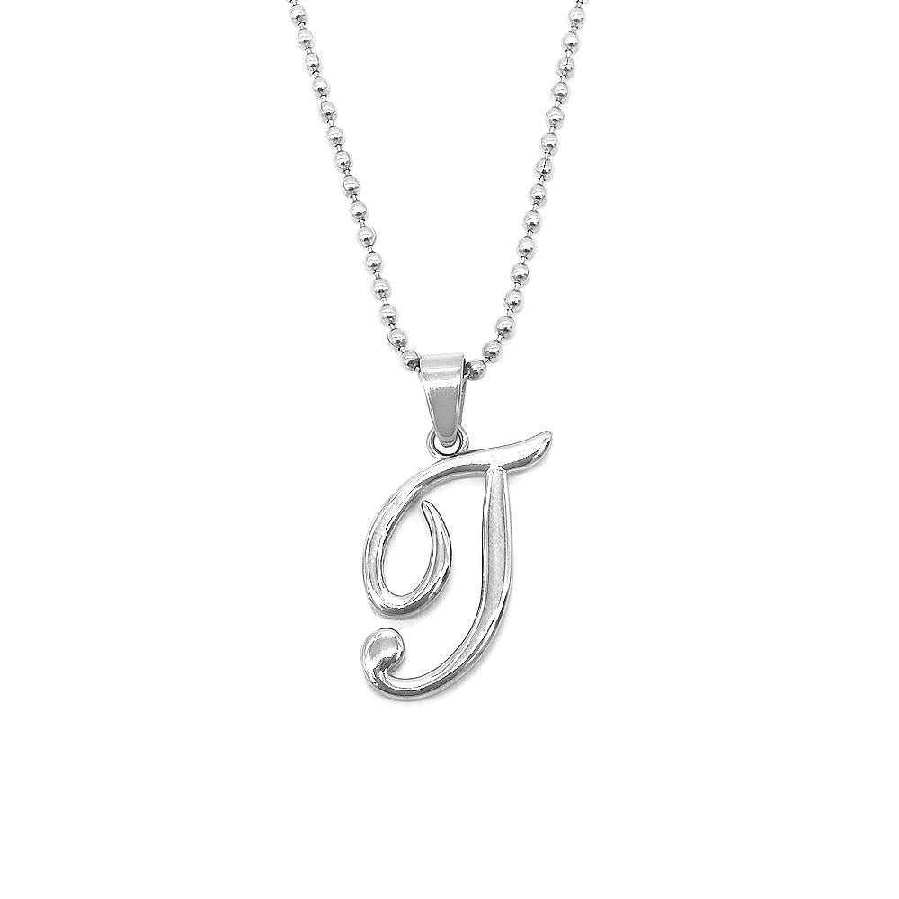 Letter Pendant in 24 Balls Chain Stainless Steel Hypoallergenic Necklace Philippines | Silverworks