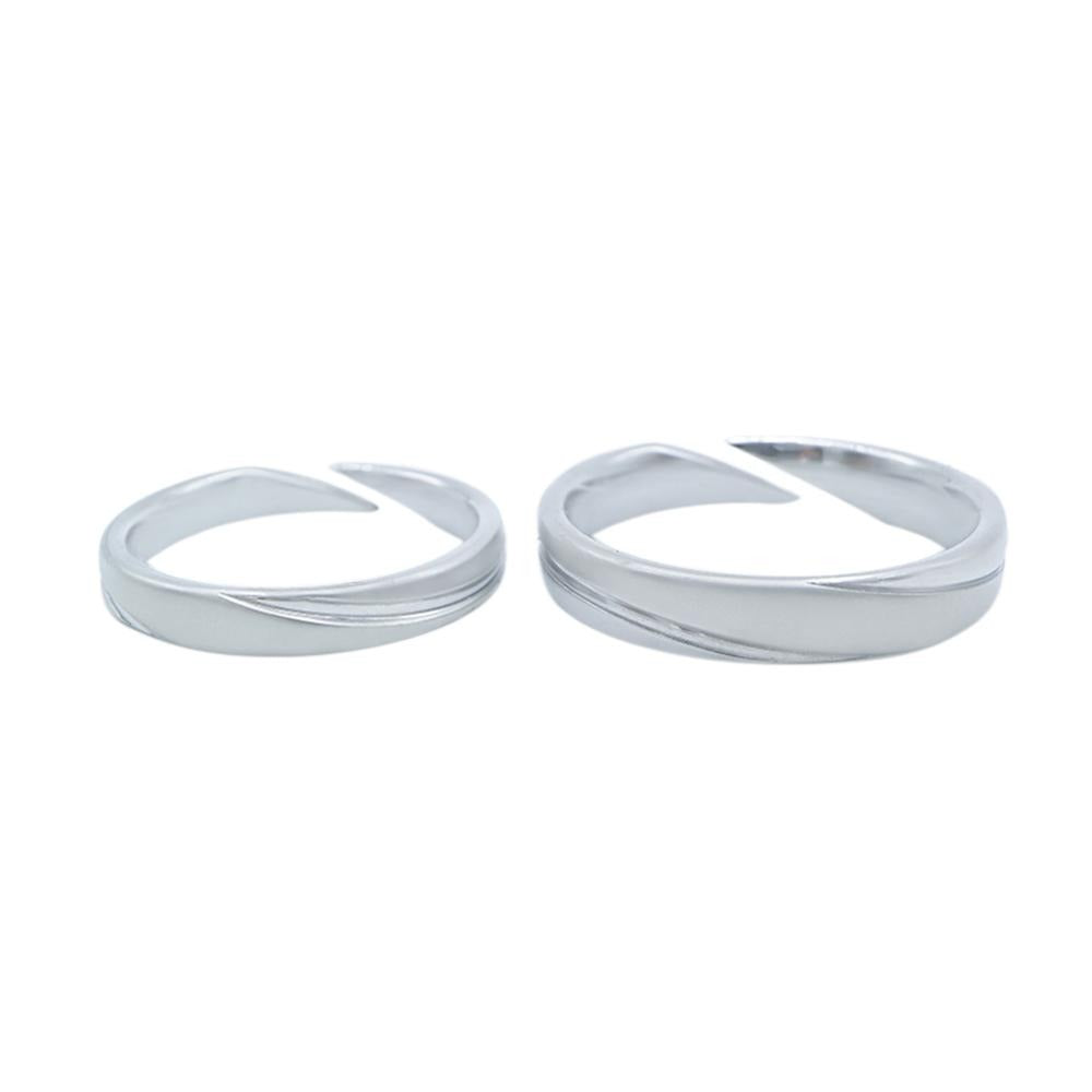 Serenity Spiral Sandblasted Stainless Steel Couple Band Ring | SilverWorks